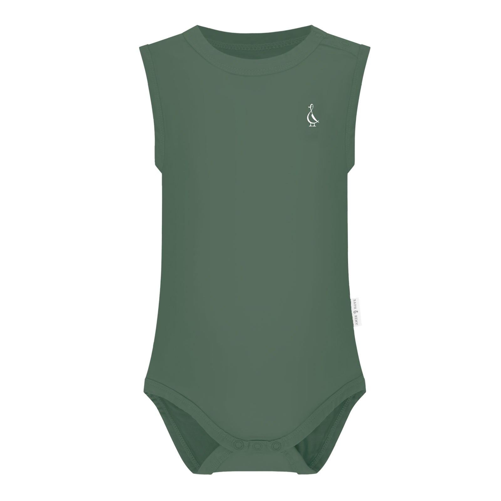 Premium bamboo sleeveless baby onesie, soft and breathable.