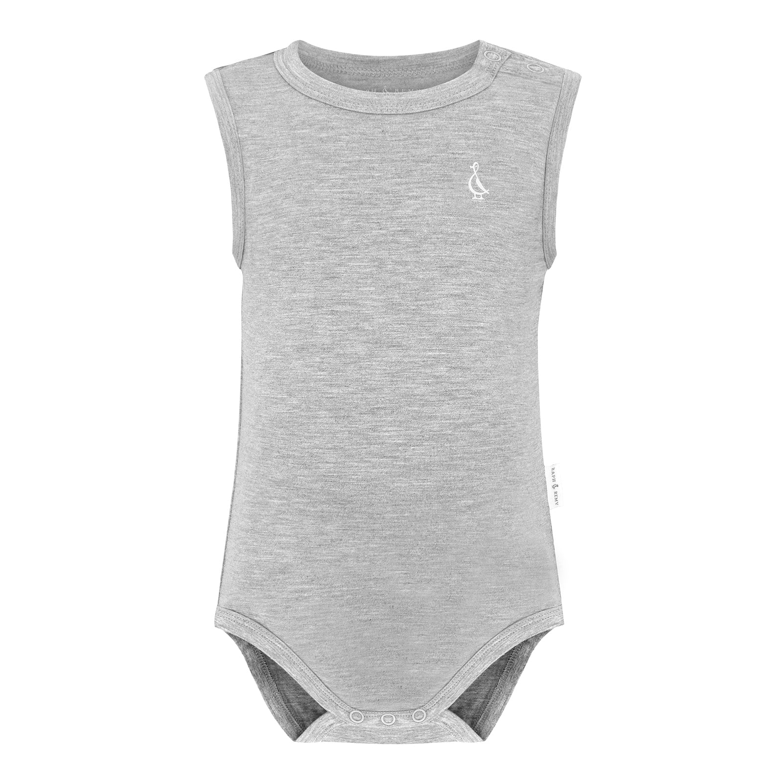 RAPH&REMY® bamboo sleeveless onesie for babies, in Grey color.