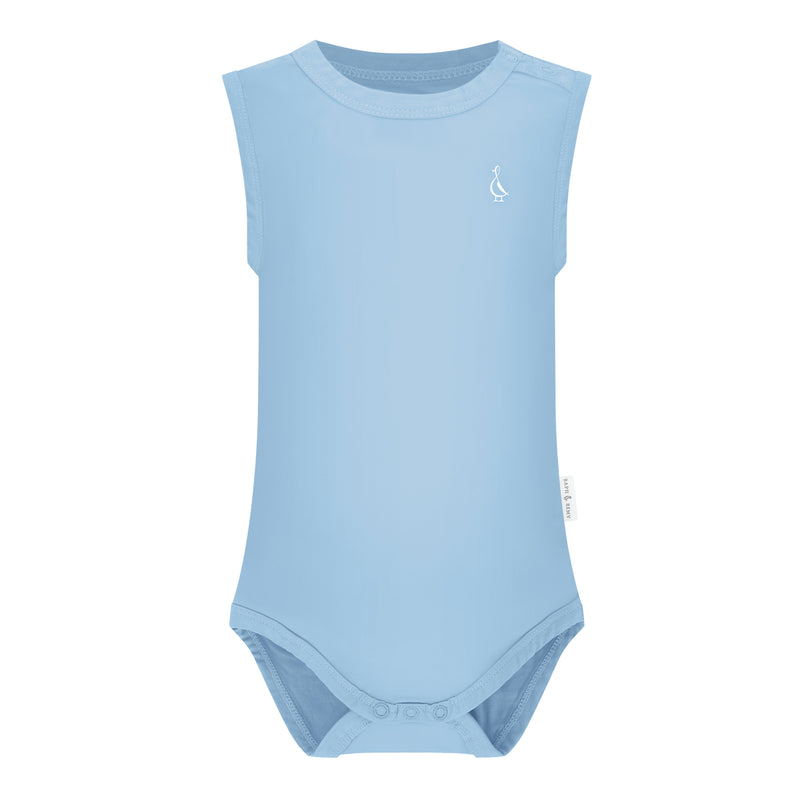 Premium Bamboo Sleeveless Baby Onesie - Sky Blue