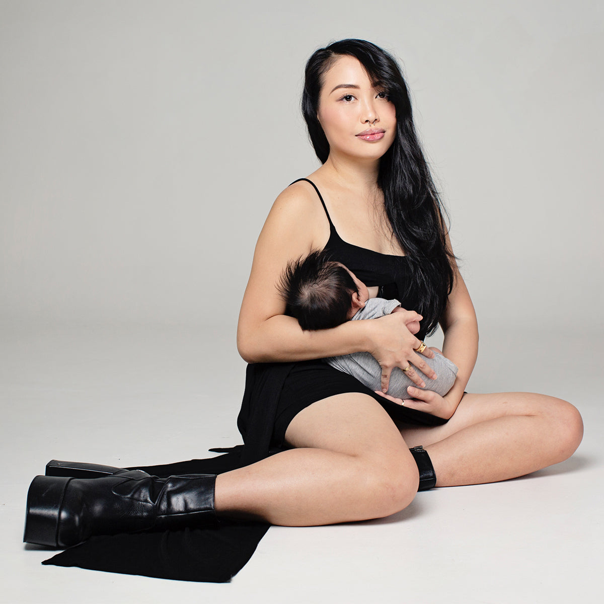 Luna (Nursing) - Layered Bamboo Cami Low Back Maxi Dress