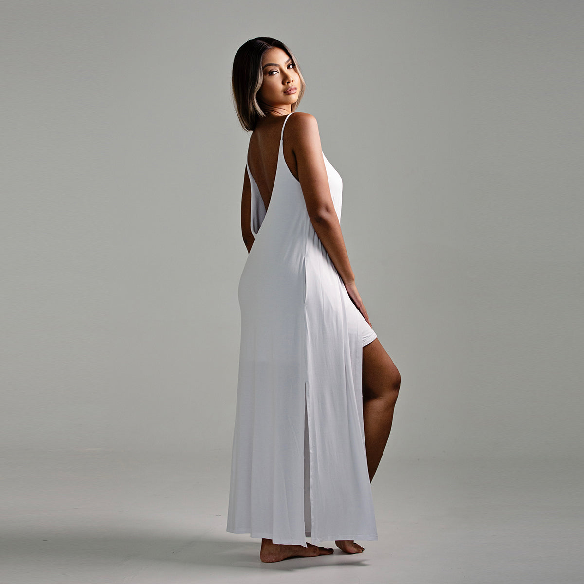 Gigi - Layered Bamboo Cami Low Back Maxi Dress