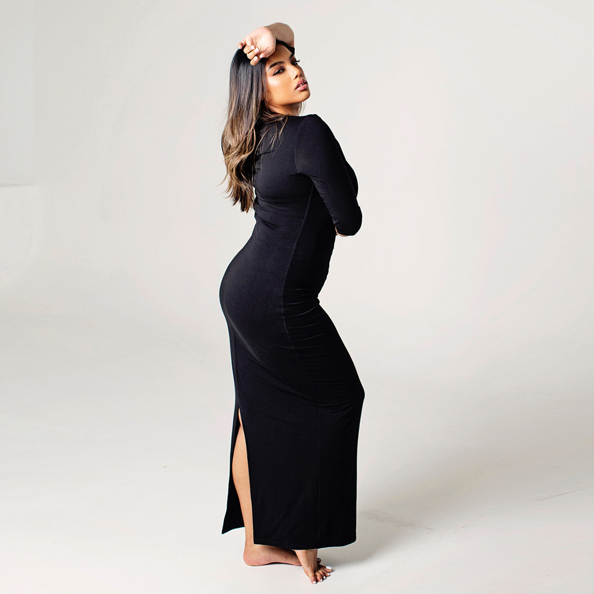 Valentina - Long Sleeve Bamboo Bodycon Maxi Dress
