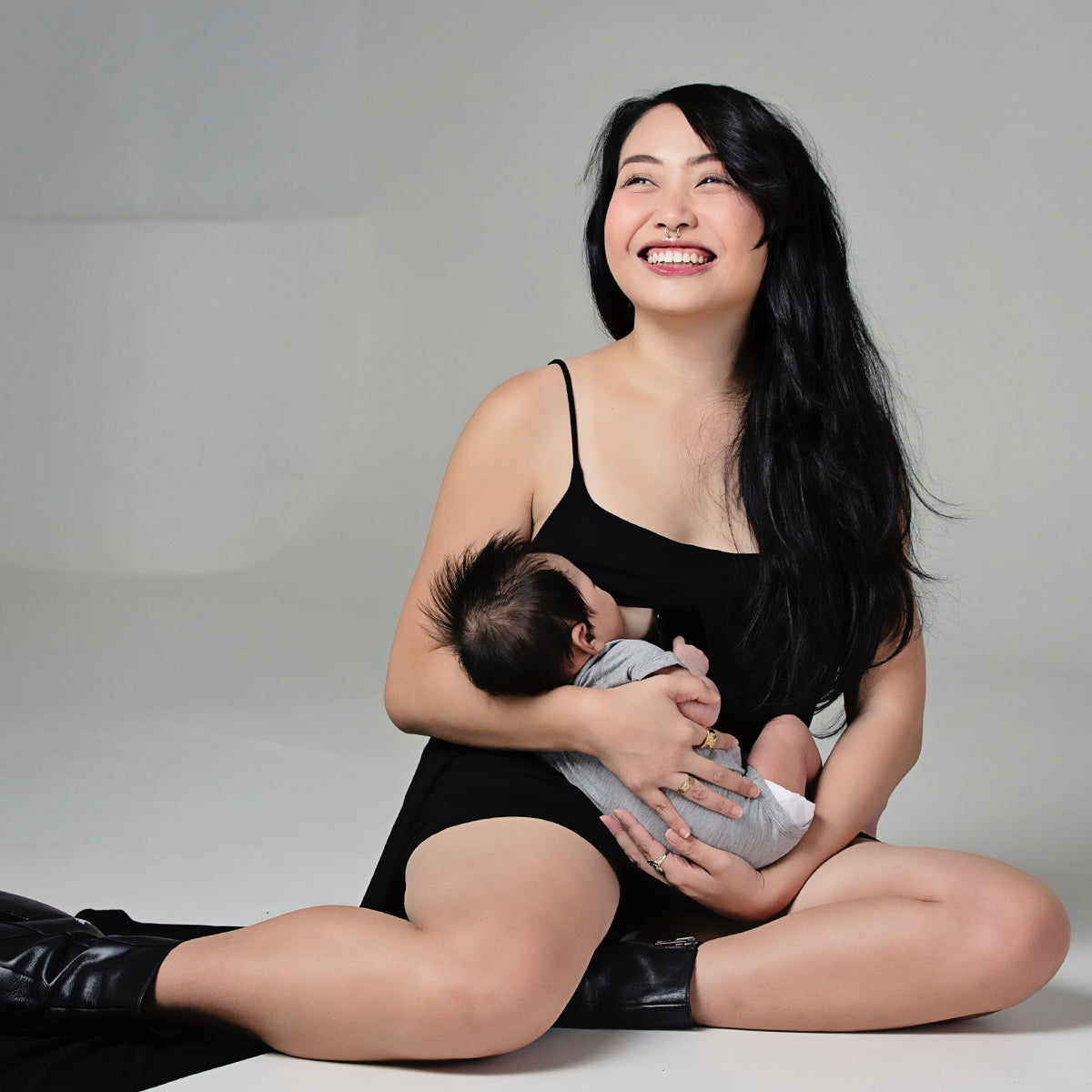 Luna (Nursing) - Layered Bamboo Cami Low Back Maxi Dress