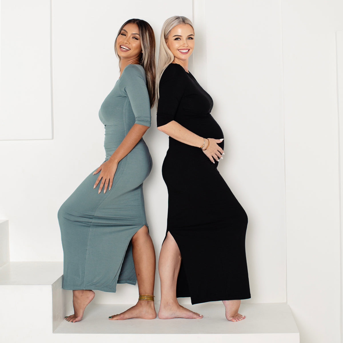 Valentina - Long Sleeve Bamboo Bodycon Maxi Dress