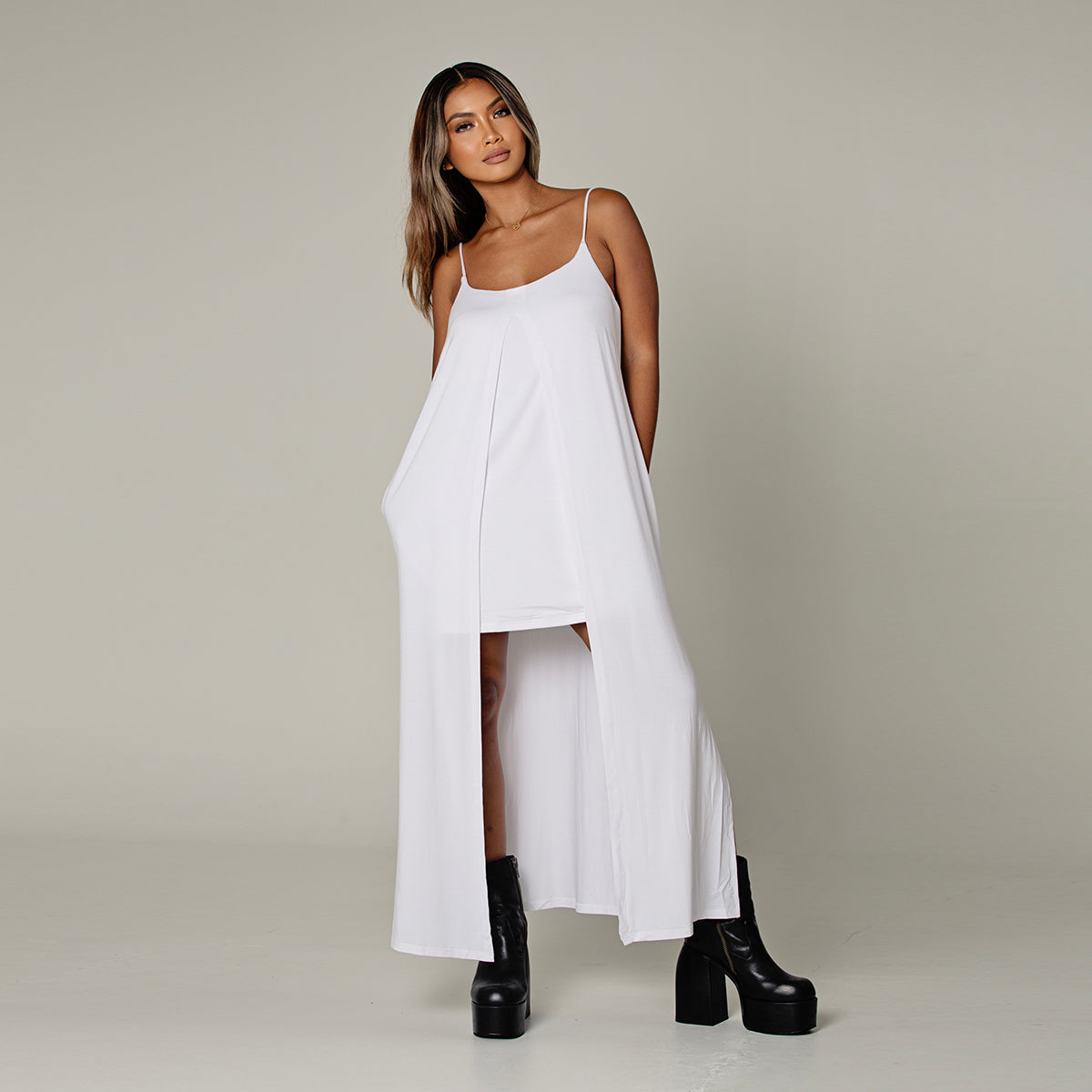 Gigi - Layered Bamboo Cami Low Back Maxi Dress