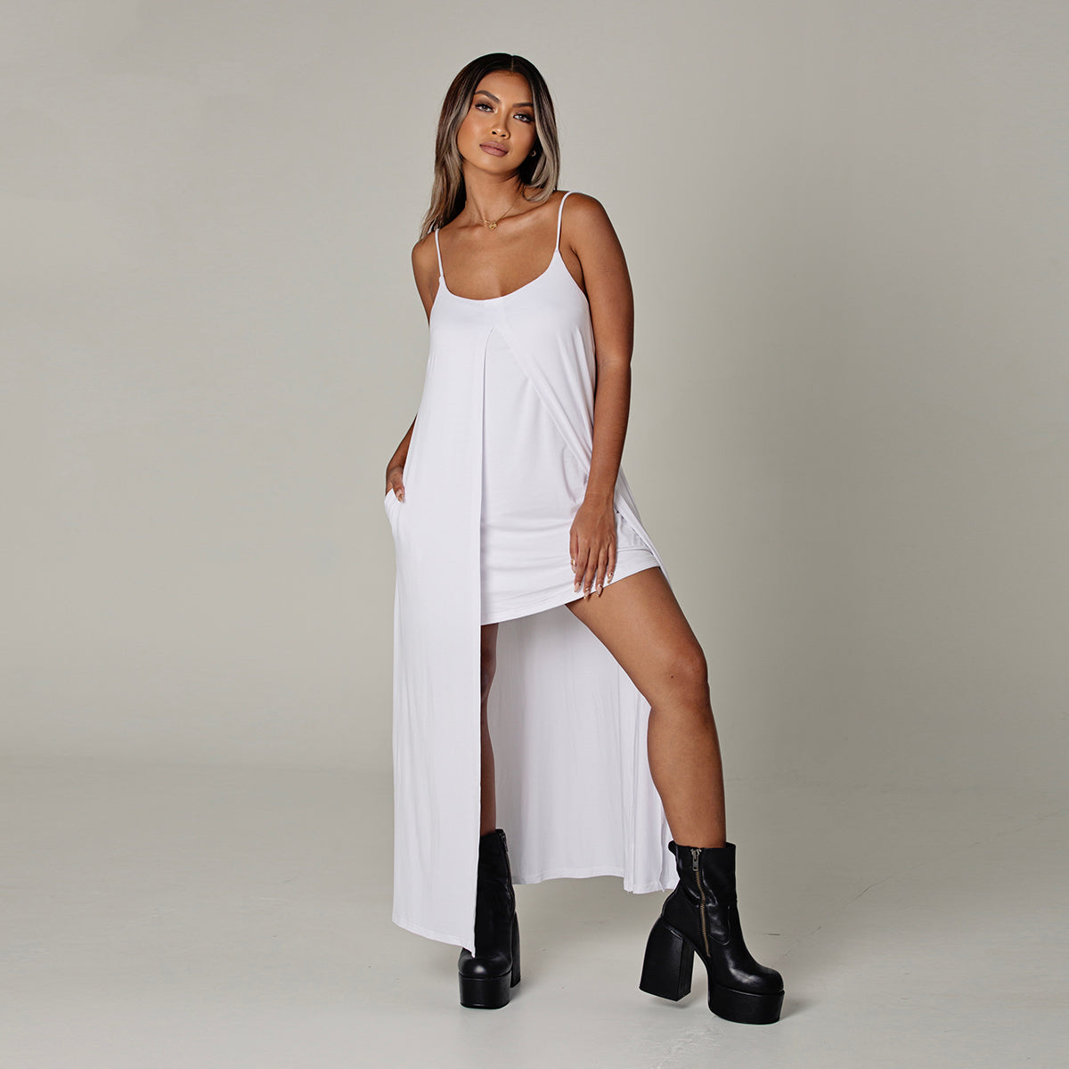 Gigi - Layered Bamboo Cami Low Back Maxi Dress