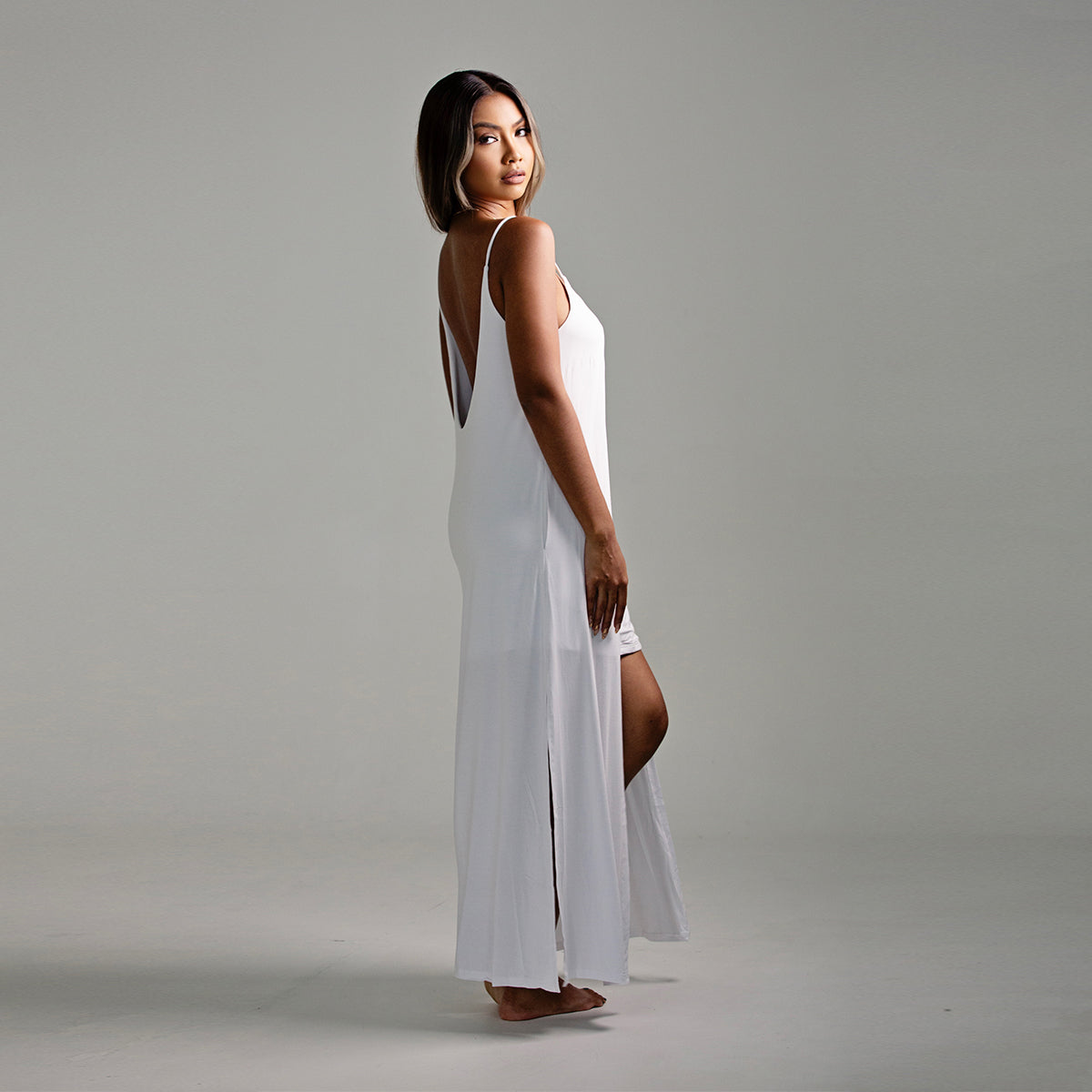 Gigi - Layered Bamboo Cami Low Back Maxi Dress