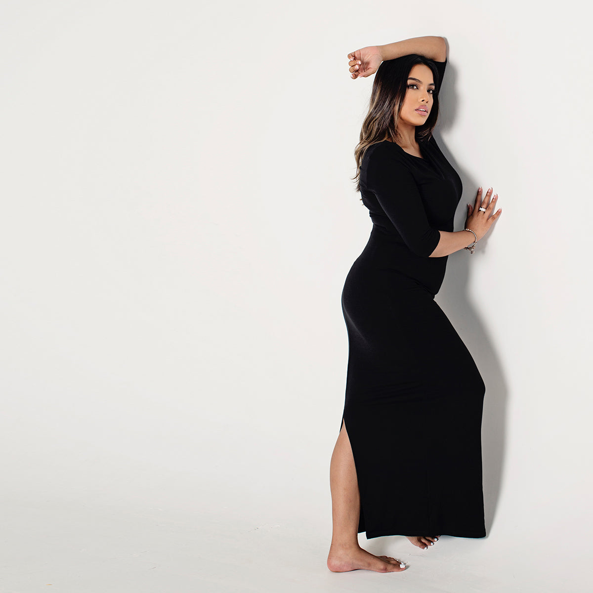 Valentina - Long Sleeve Bamboo Bodycon Maxi Dress