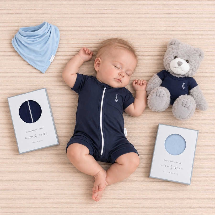 Teddy & Me Bamboo Gift Set - Navy Blue