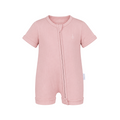 Premium Bamboo Ribbed Zippie Bodysuit - Short Sleeve - Dusty Pink