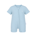 Premium Bamboo Ribbed Zippie Bodysuit - Short Sleeve - Sky Blue