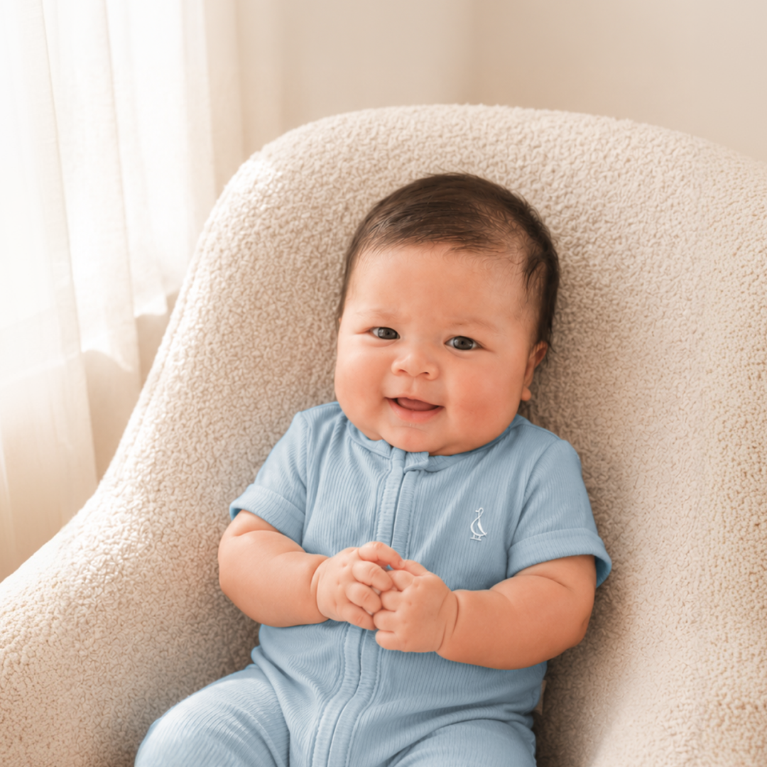 Premium Bamboo Ribbed Zippie Bodysuit - Short Sleeve