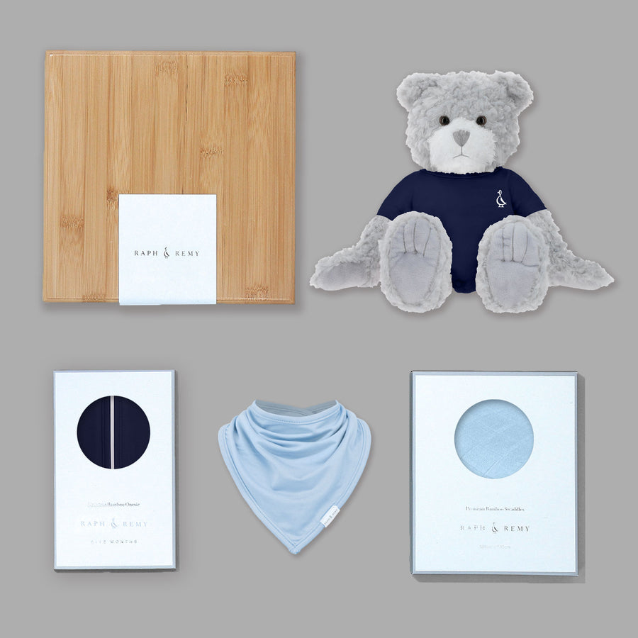 Teddy & Me Bamboo Gift Set - Navy Blue