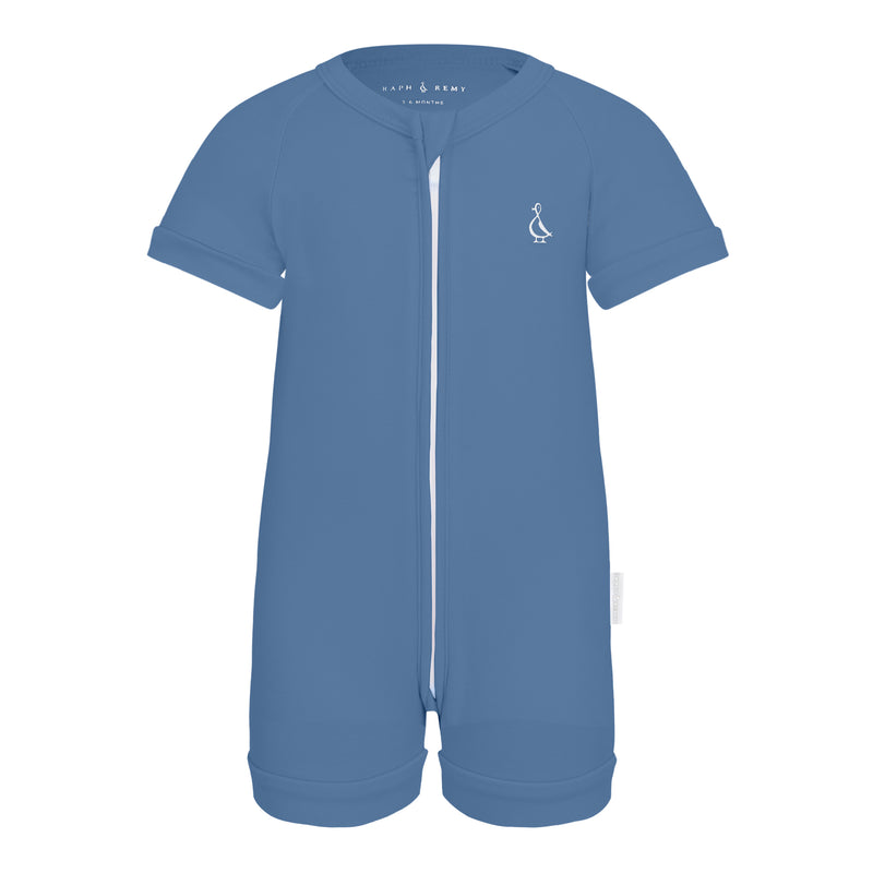 Premium Bamboo Baby Short Zippie - Limited Edition Bedtime Blue - Bedtime Blue