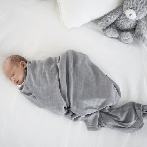 Soft bamboo swaddle in grey by RAPH&REMY®