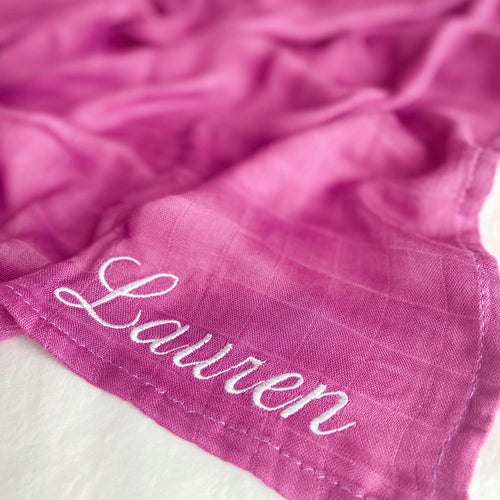 Customizable pink bamboo swaddle by RAPH&REMY® with simple pattern