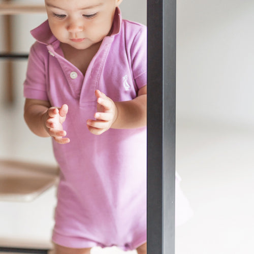 Adaptable fit for babies – Premium Collared Romper in dusty pink 