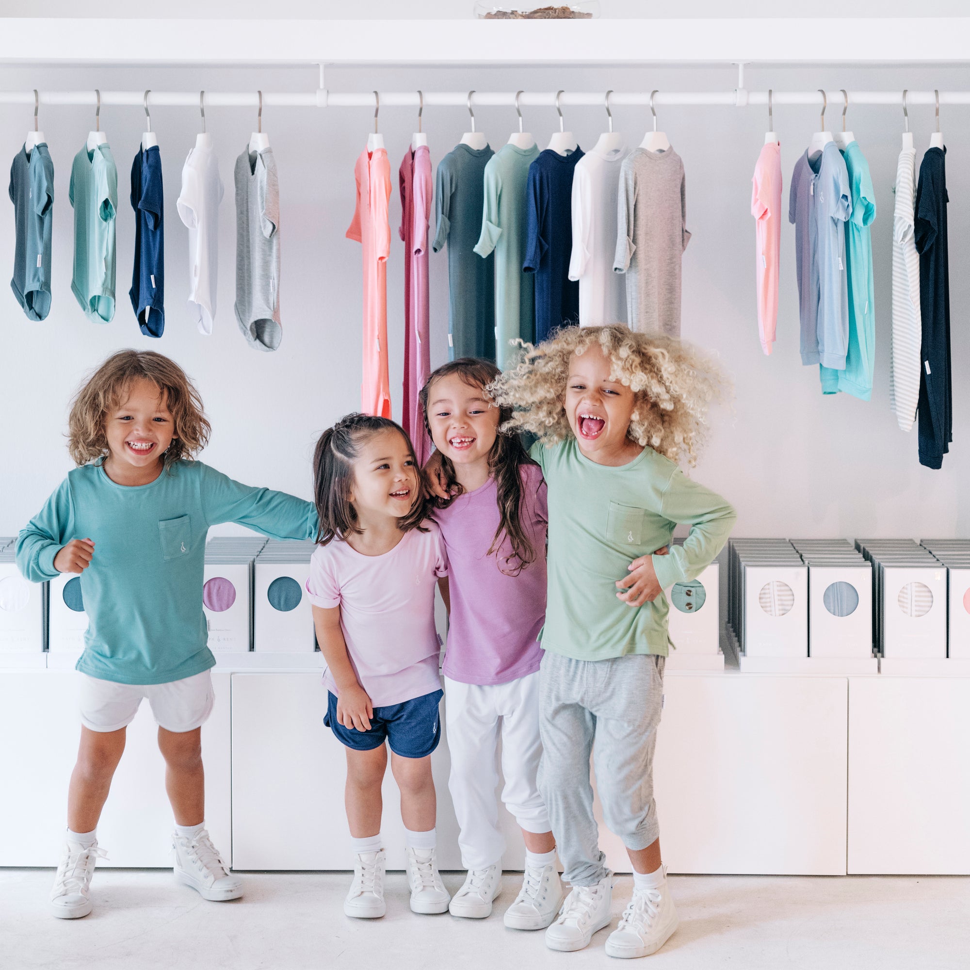 Premium bamboo tee in soft colours, perfect for active indoor play.