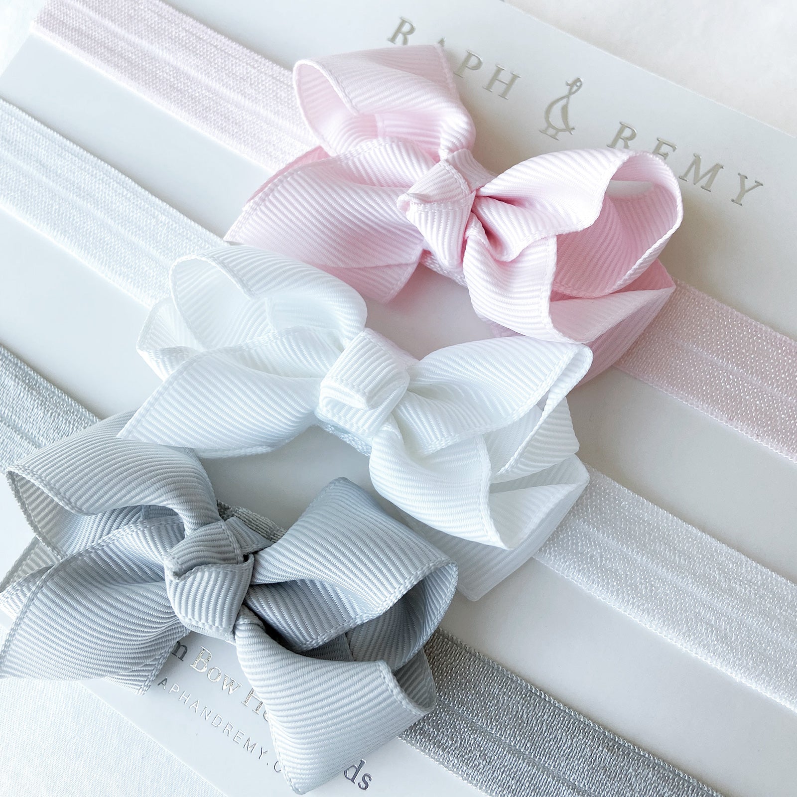 Premium 2.5" Newborn Baby Headbands or Clips Trio Pack