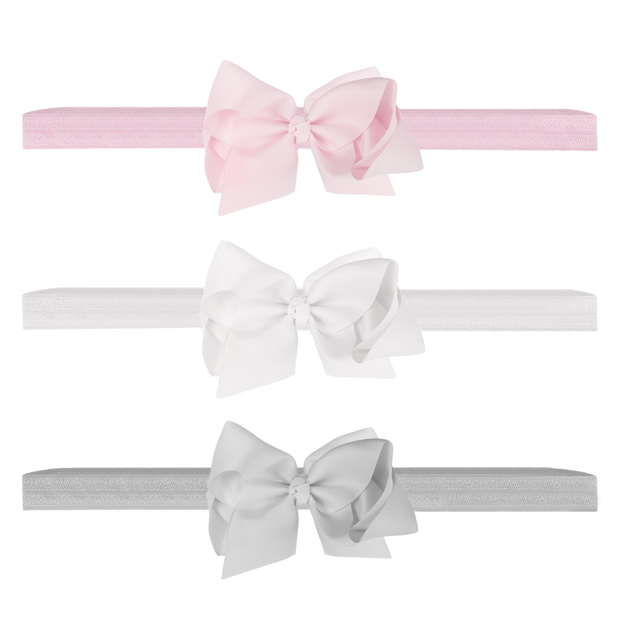 Premium 2.5" Newborn Baby Headbands or Clips Trio Pack